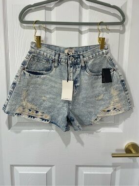 NWT Women’s Distressed Denim Crochet Shorts